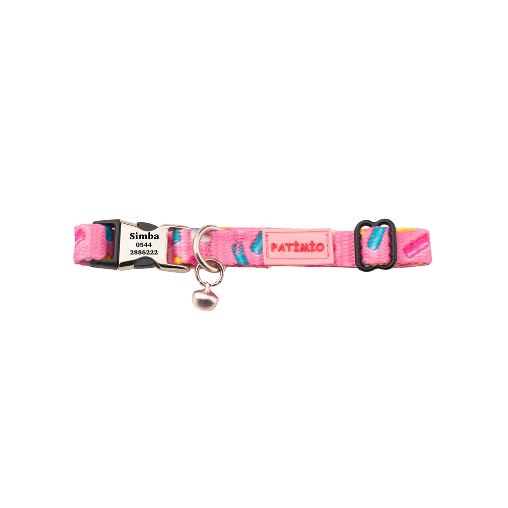 Pink Bones Ayarlanabilir, Metal Kilitli Çıngıraklı Kedi Boyun Tasması,İsimlik, Kedi Künyesi