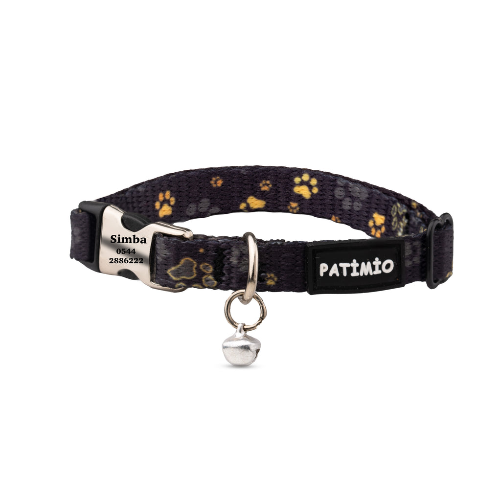 Gold Paws Ayarlanabilir, Metal Kilitli Çıngıraklı Kedi Boyun Tasması,İsimlik, Kedi Künyesi