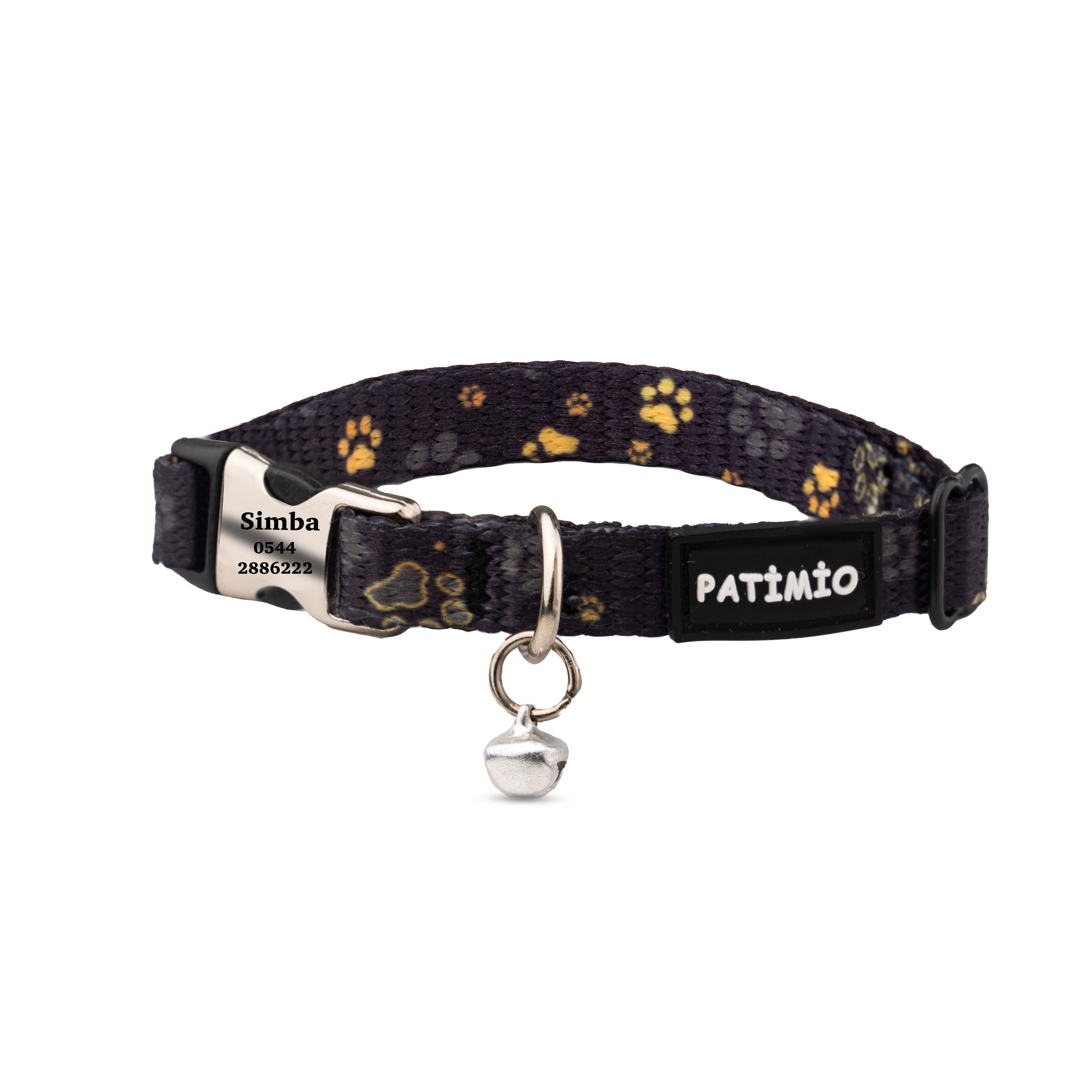 Gold Paws Ayarlanabilir, Metal Kilitli Çıngıraklı Kedi Boyun Tasması,İsimlik, Kedi Künyesi