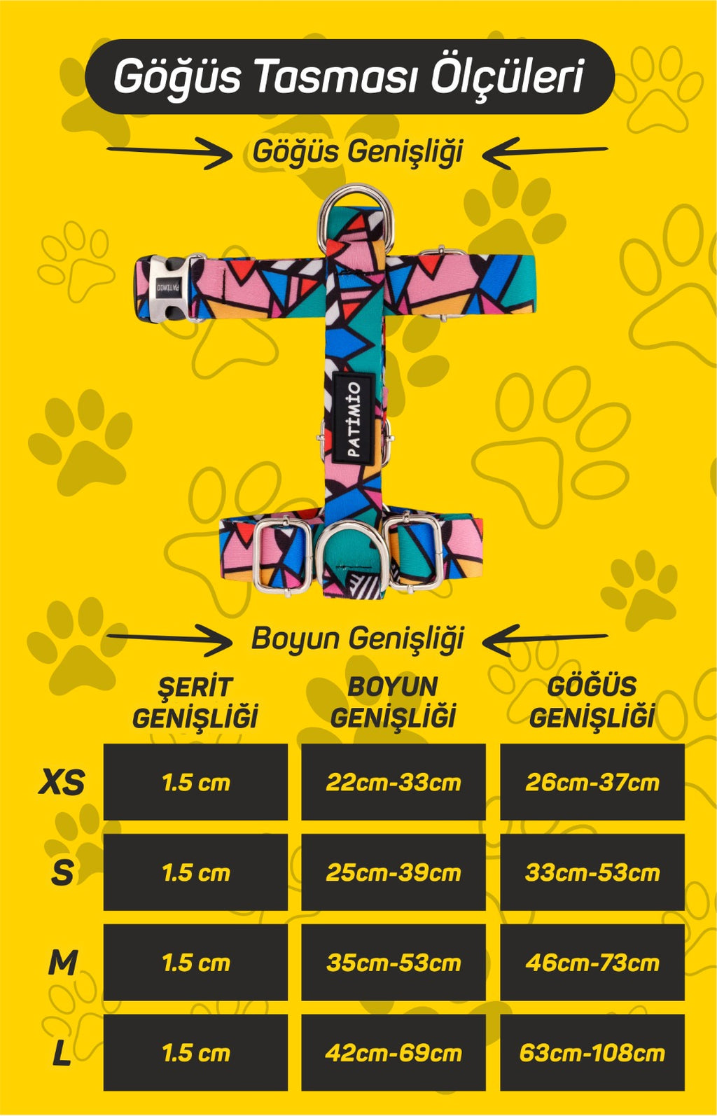 İsme Özel Yellow Boom Model Köpek Göğüs Tasması