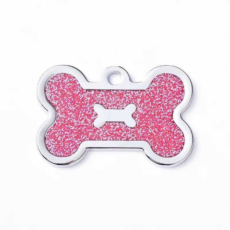 İsme Özel Çelik Kedi Köpek İsimlik Künyesi Pembe Glitter
