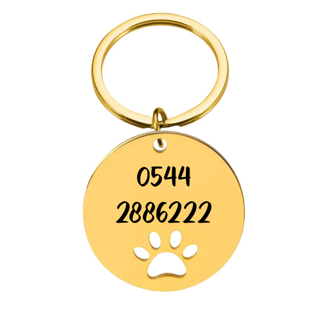 İsme Özel Çelik Kedi Köpek İsimlik Künyesi Patili Gold