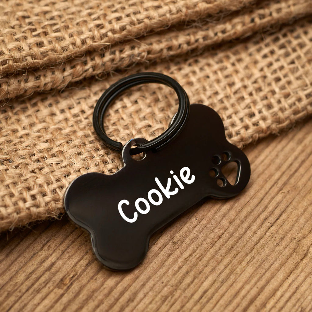 İsme Özel Çelik Kedi Köpek İsimlik Künyesi Siyah