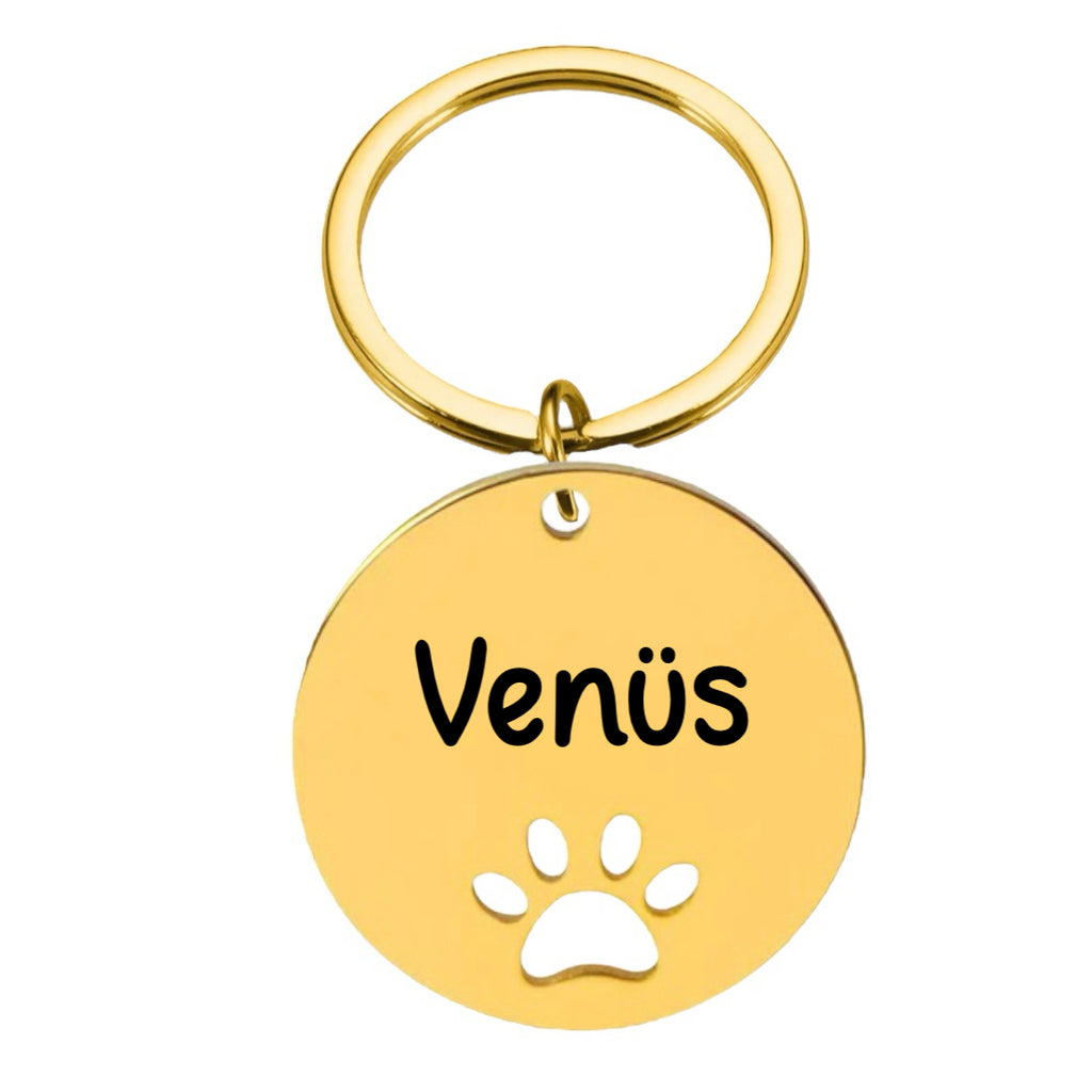 İsme Özel Çelik Kedi Köpek İsimlik Künyesi Patili Gold