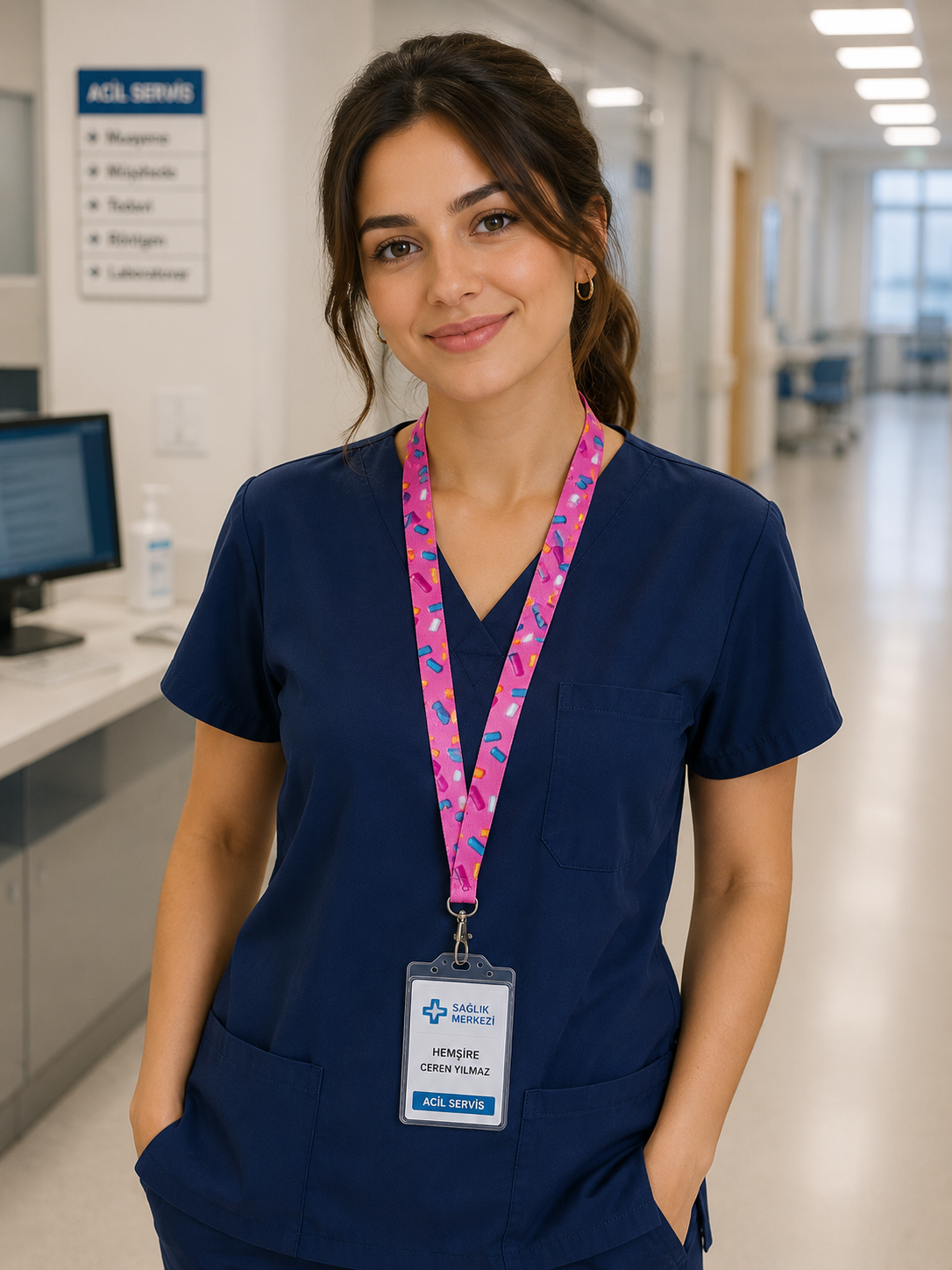 Pink Bones Boyun İpi Boyun Askı İpi Telefon Askı İpi Şeffaf Kartlık Hediyeli
