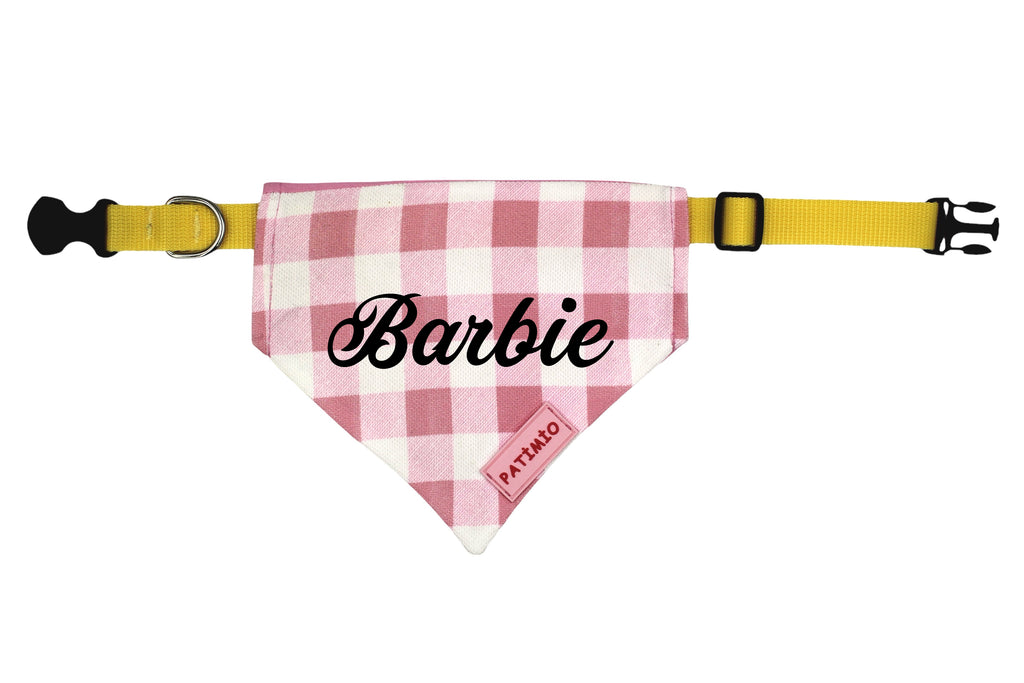 İsme Özel Pembe Kare Kedi Ve Köpek Tasma Fular Bandana