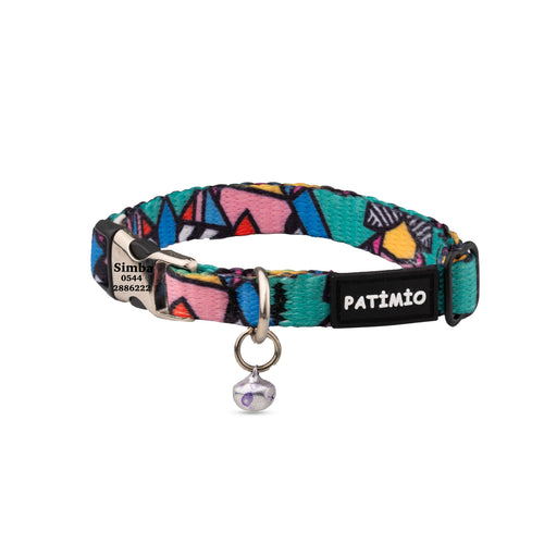 Colorful Ayarlanabilir, Metal Kilitli Çıngıraklı Kedi Boyun Tasması,İsimlik, Kedi Künyesi