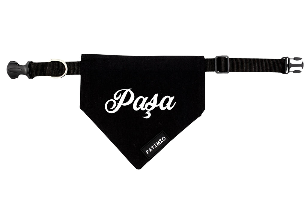 İsme Özel Siyah Kedi Ve Köpek Tasma Fular Bandana