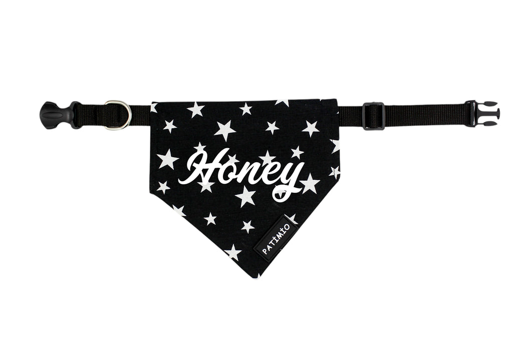 İsme Özel Black Stars Kedi Ve Köpek Tasma Fular Bandana