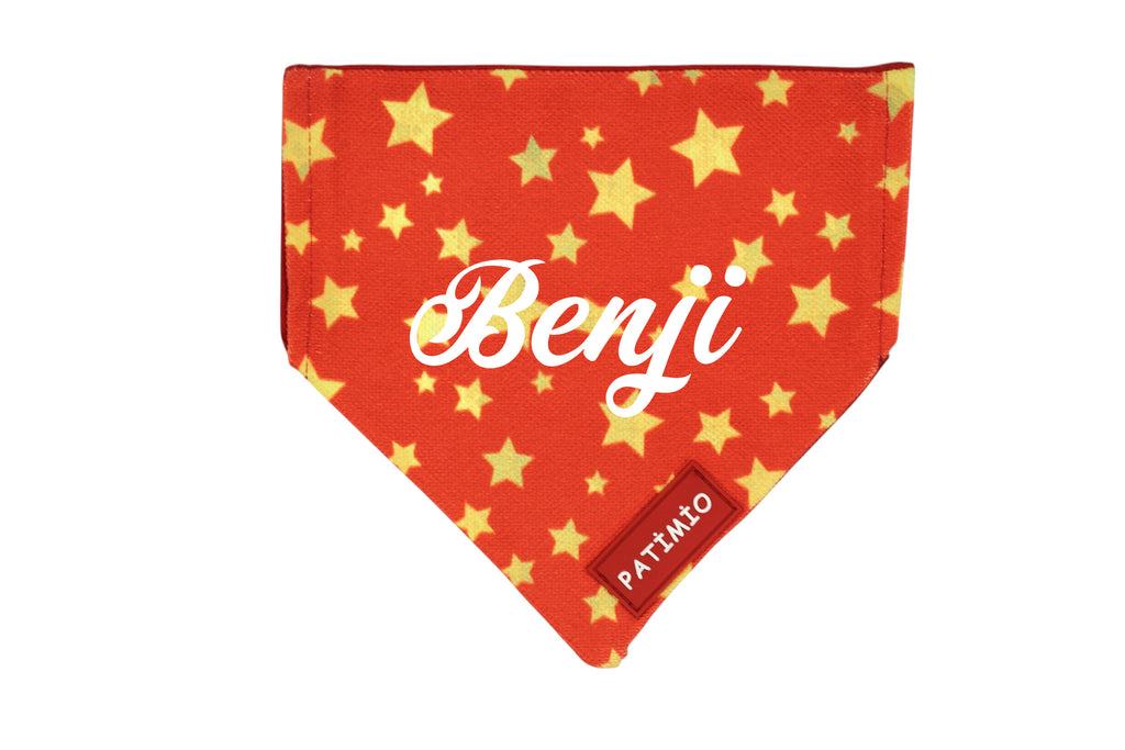 İsme Özel Red Gold Stars Dogs Kedi Ve Köpek Tasma Fular Bandana