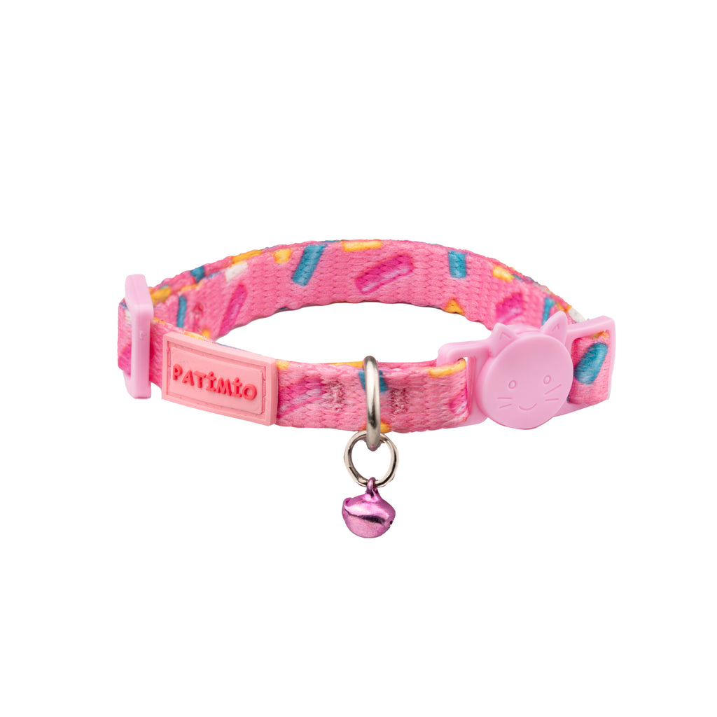 Pink Bones Ayarlanabilir, Güvenlik Kilitli Safety Click Çıngıraklı Künye Hediyeli Kedi Boyun Tasması