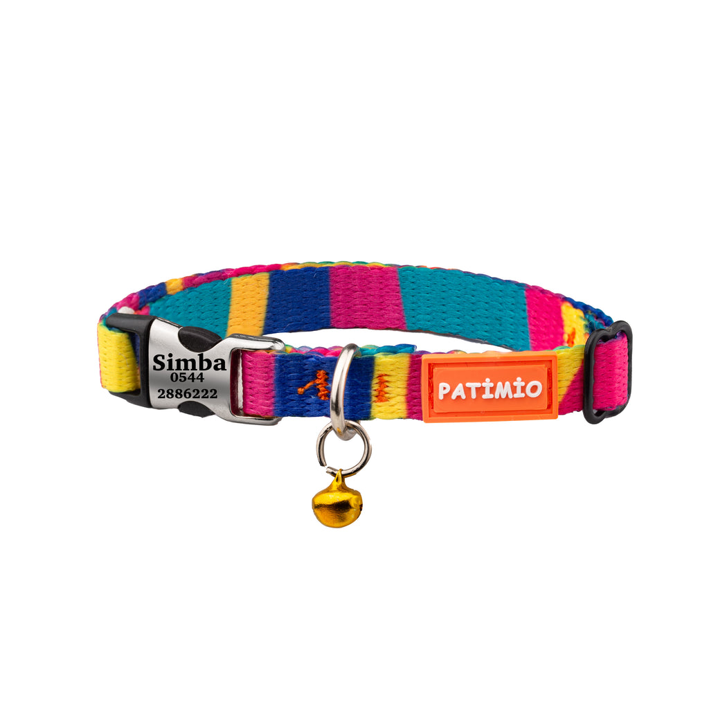 Colours Ayarlanabilir, Metal Kilitli Çıngıraklı Kedi Boyun Tasması,İsimlik, Kedi Künyesi