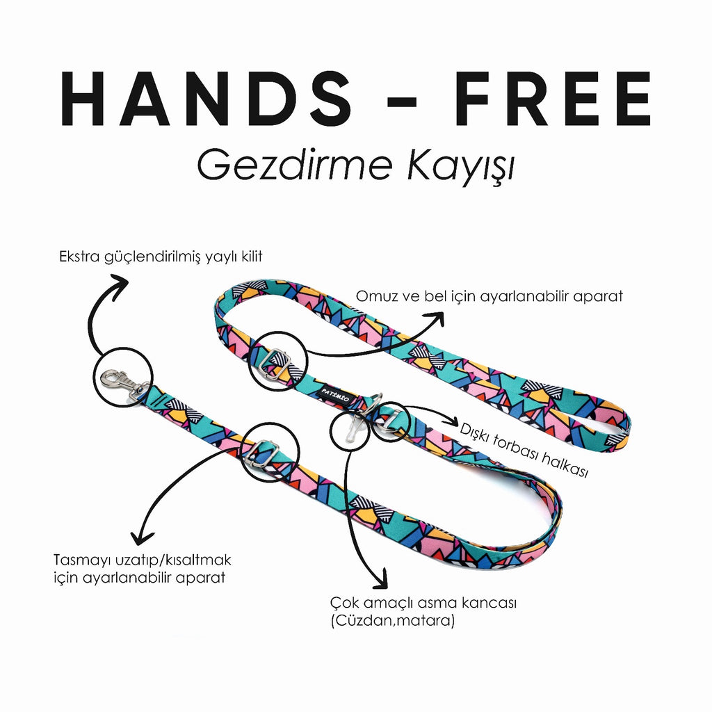 Colorful Hands-Free Eller Serbest Gezdirme Kayışı Tasması