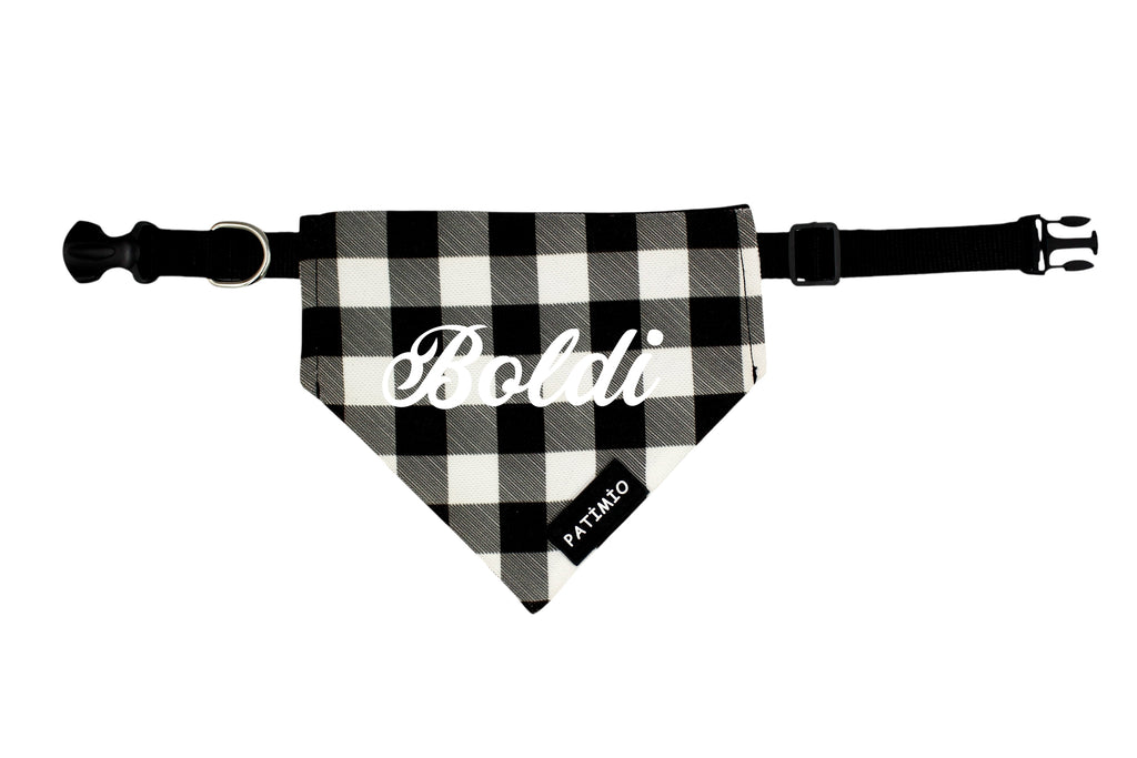 İsme Özel Siyah Kare Kedi Ve Köpek Tasma Fular Bandana