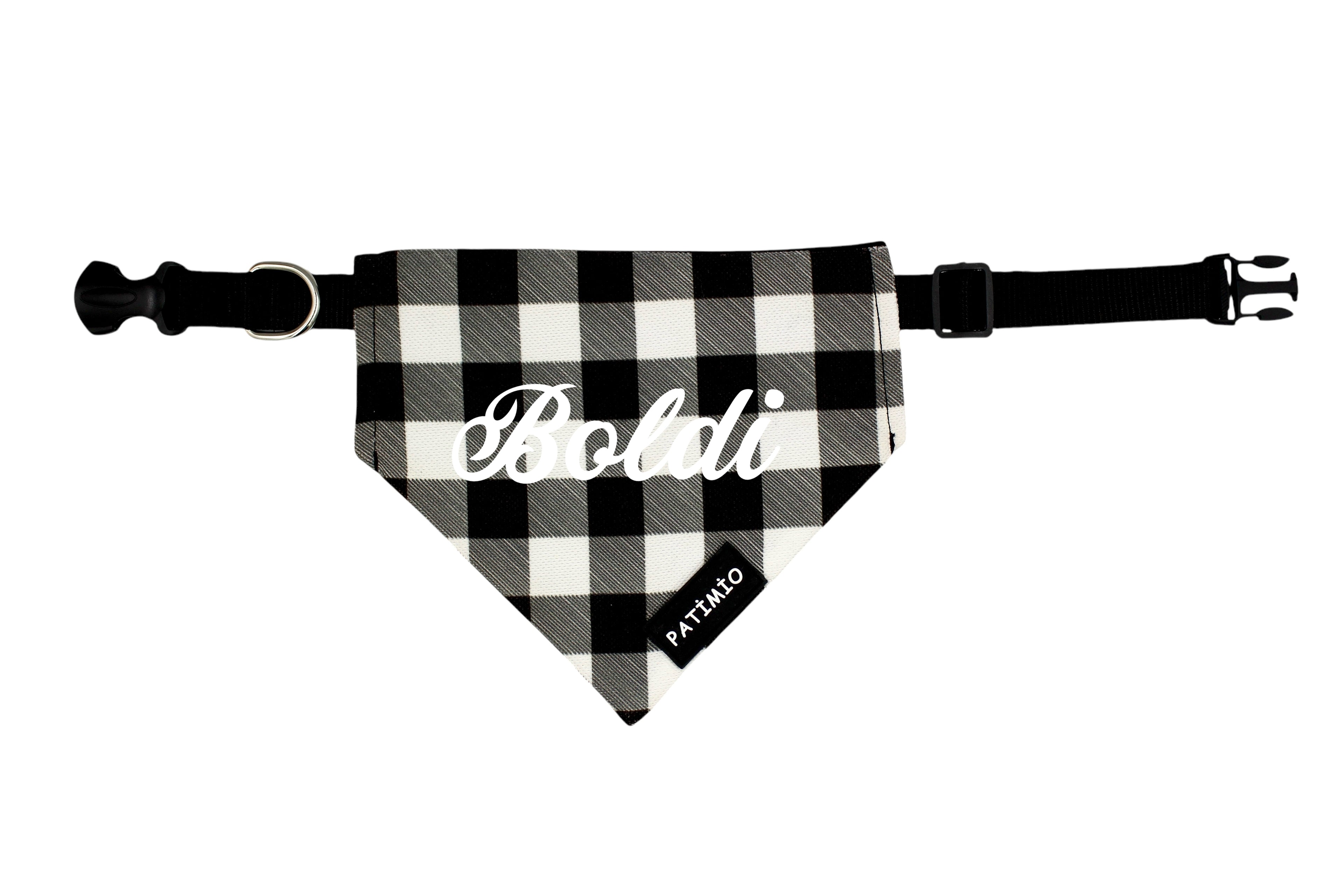 İsme Özel Siyah Kare Kedi Ve Köpek Tasma Fular Bandana