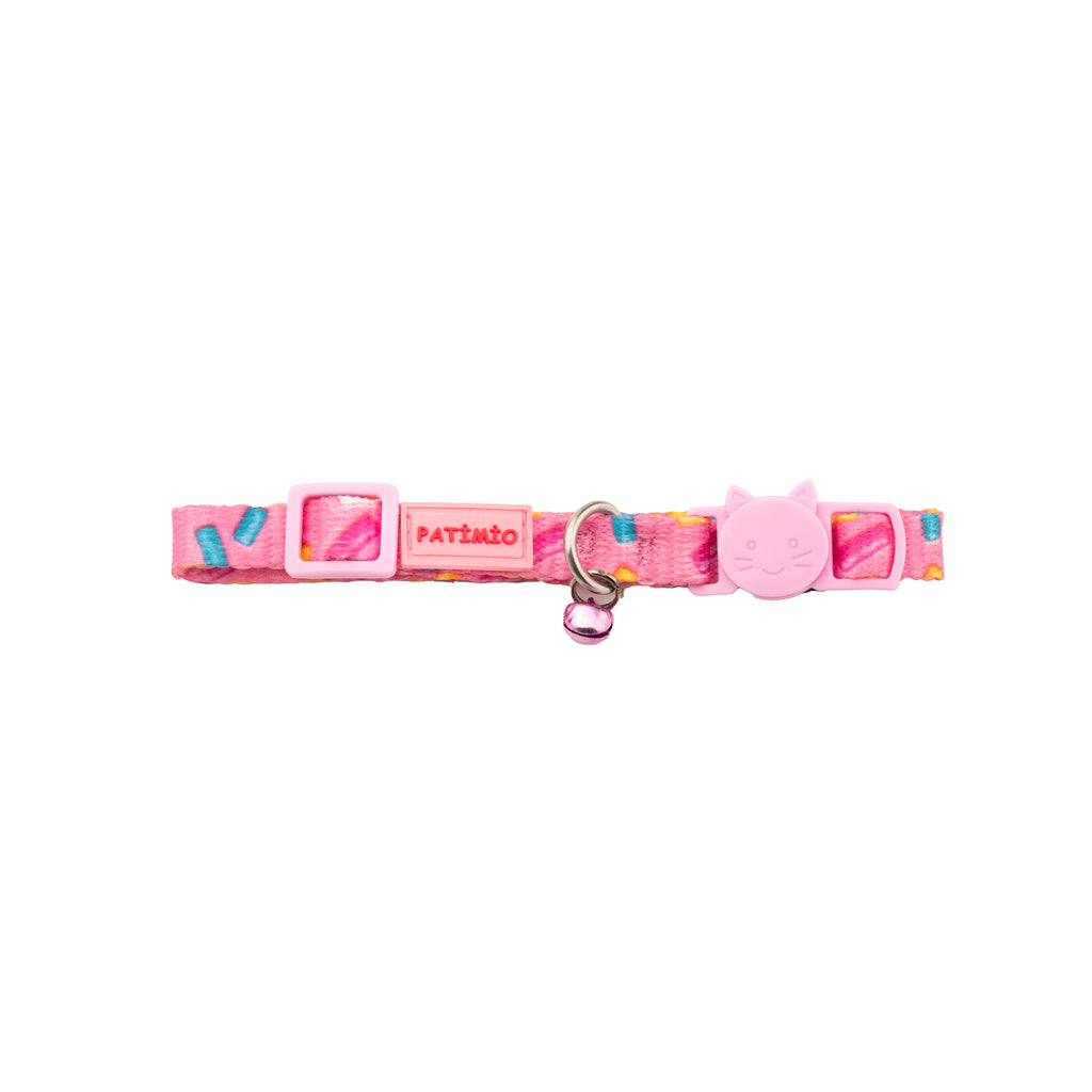 Pink Bones Ayarlanabilir, Güvenlik Kilitli Safety Click Çıngıraklı Künye Hediyeli Kedi Boyun Tasması