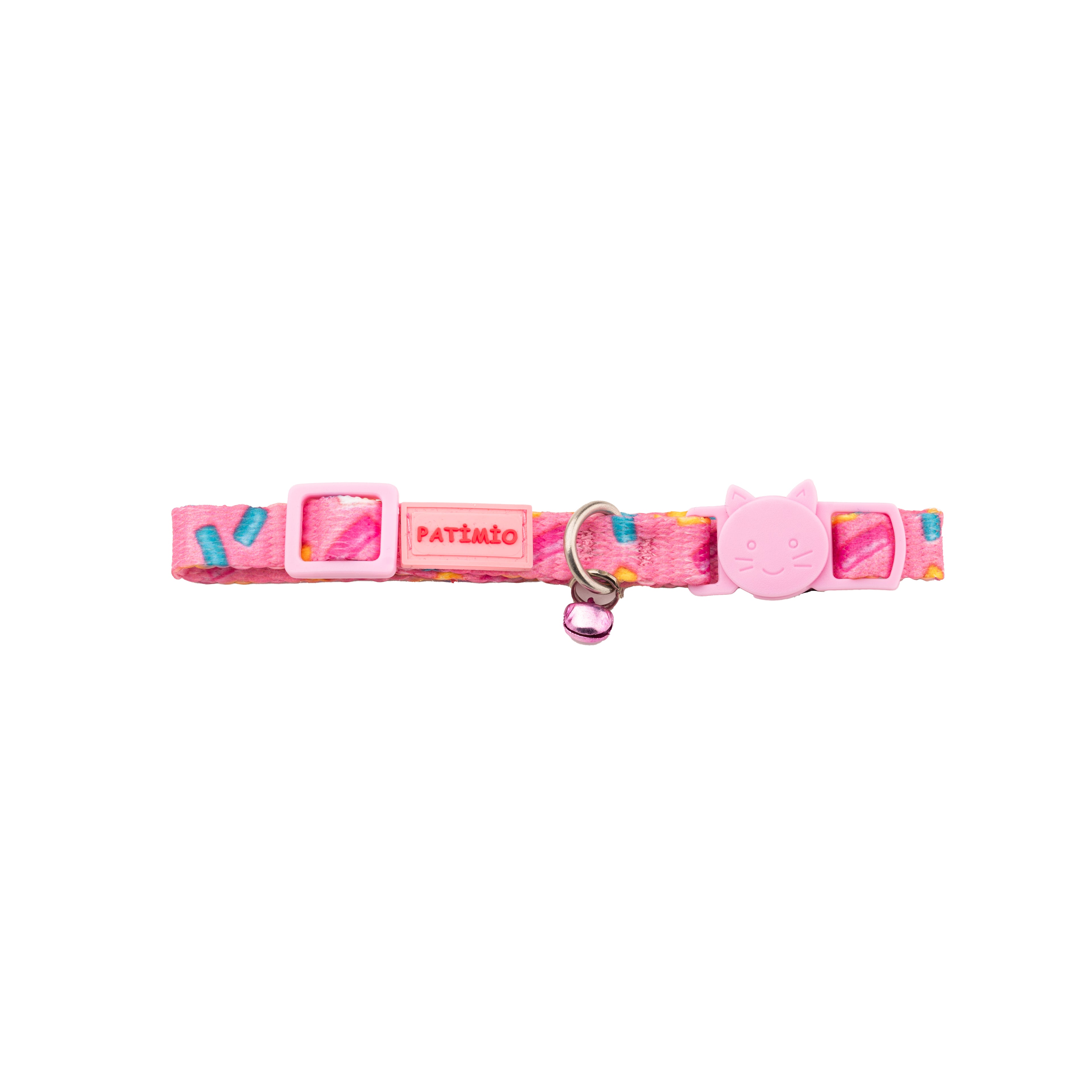Pink Bones Ayarlanabilir, Güvenlik Kilitli Safety Click Çıngıraklı Künye Hediyeli Kedi Boyun Tasması