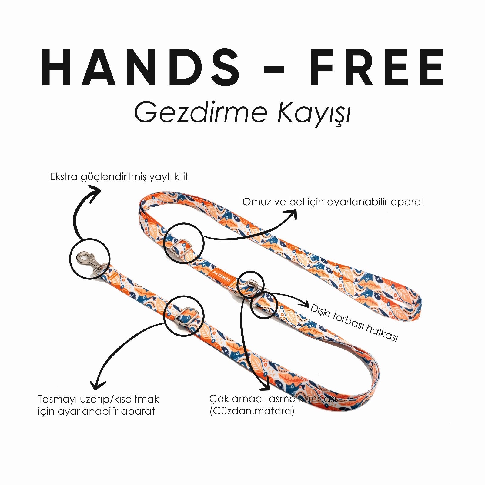 Spring Hands-Free Eller Serbest Gezdirme Kayışı Tasması