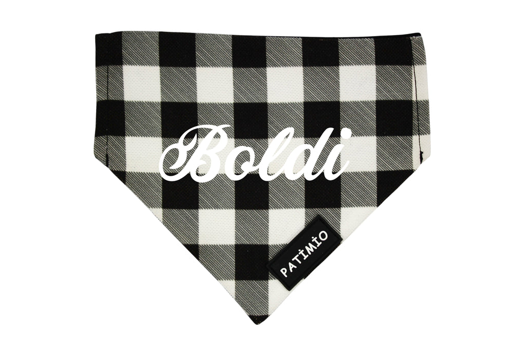 İsme Özel Siyah Kare Kedi Ve Köpek Tasma Fular Bandana