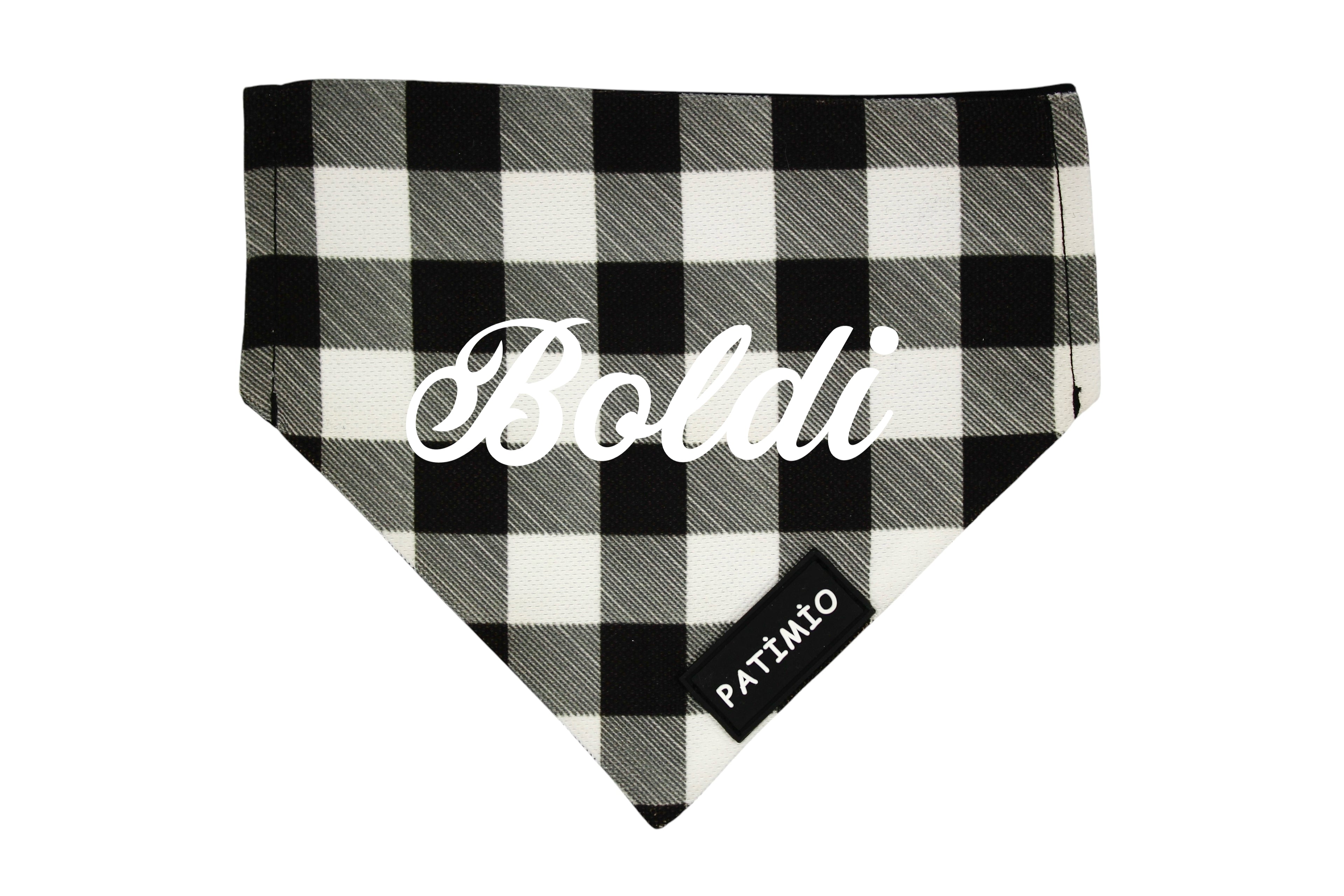İsme Özel Siyah Kare Kedi Ve Köpek Tasma Fular Bandana