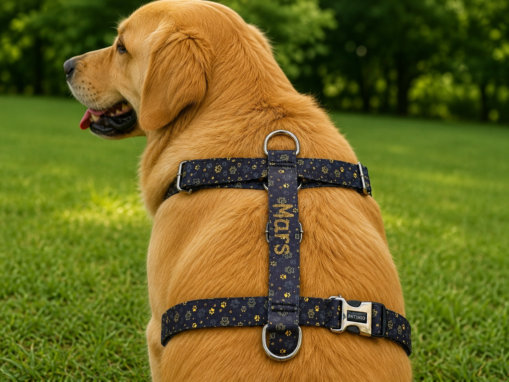 İsme Özel Gold Paws Model Köpek Göğüs Tasması
