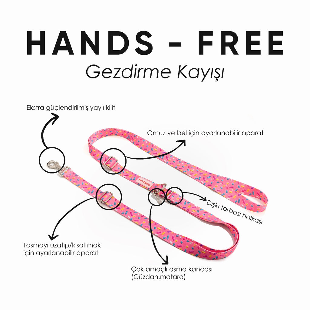 Pink Bones Hands-Free Eller Serbest Gezdirme Kayışı Tasması