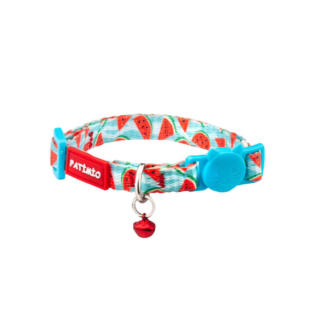Watermelon Ayarlanabilir, Güvenlik Kilitli Safety Click Çıngıraklı Künye Hediyeli Kedi Boyun Tasması