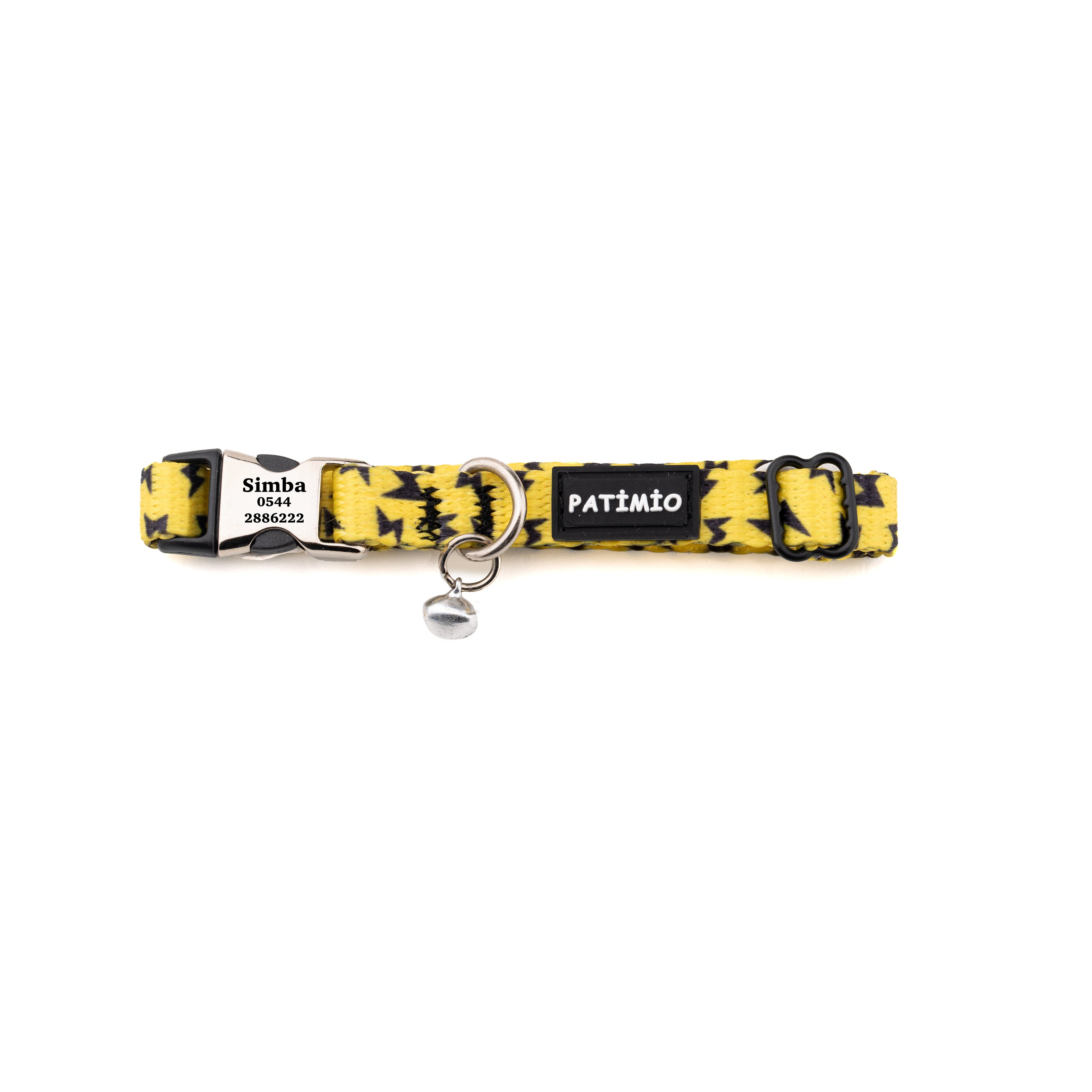 Yellow Boom Ayarlanabilir, Metal Kilitli Çıngıraklı Kedi Boyun Tasması,İsimlik, Kedi Künyesi