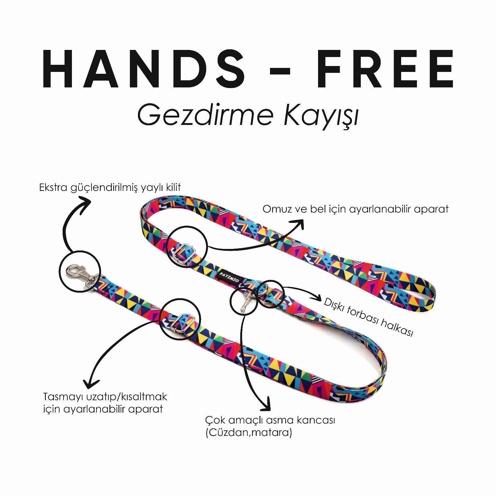 Kufu Hands-Free Eller Serbest Gezdirme Kayışı Tasması