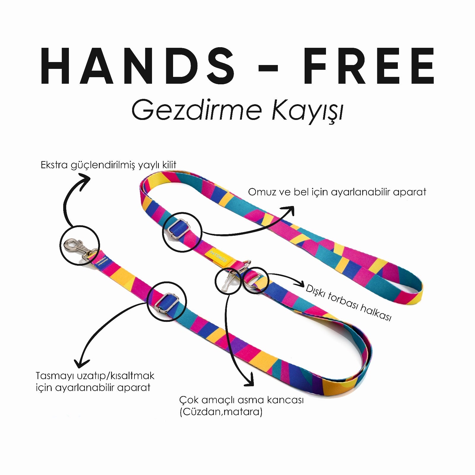 Colours Hands-Free Eller Serbest Gezdirme Kayışı Tasması