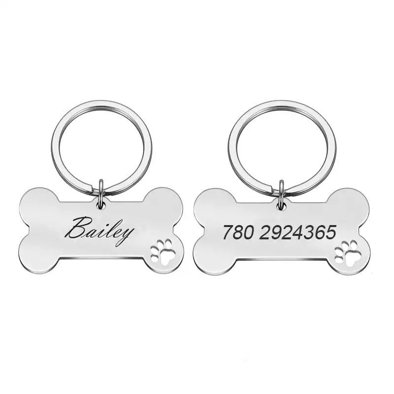 İsme Özel Çelik Kedi Köpek İsimlik Künyesi Silver